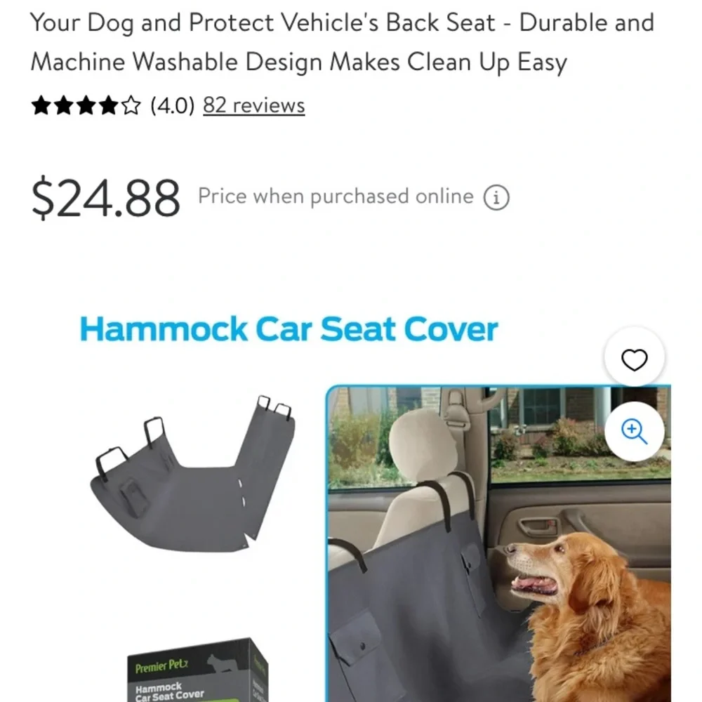 Premier Pet hammock car seat cover in black